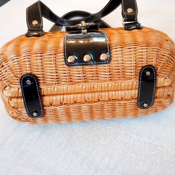 REDUCED! Rare Kate Spade Havana Collection Wicker Patent Leather Avita Satchel - Picture 9 of 15